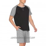 Ekouaer Men's Short Sleeve Pajama Set Summer Pj Short Set 2 Pcs Loungewear Sleepwear with Pockets