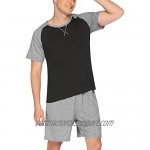 Ekouaer Men's Short Sleeve Pajama Set Summer Pj Short Set 2 Pcs Loungewear Sleepwear with Pockets