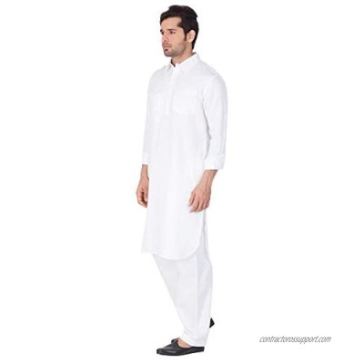 Elina fashion Men's Tunic Cotton Pathani Style Set Indian Pakistani Traditional Wear
