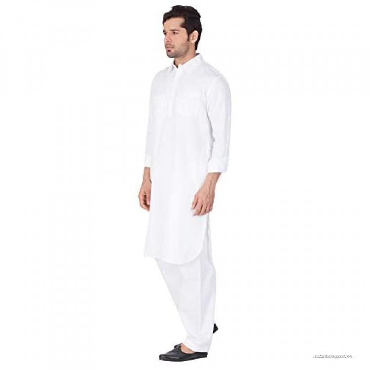 Elina fashion Men's Tunic Cotton Pathani Style Set Indian Pakistani Traditional Wear