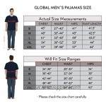 GLOBAL Men Pajama Sets Soft Top & Pajama Pants for Men Elastic Waistband PJs S-XXL