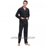 iClosam Mens Pajama Set Spring&Winter Warm Sleepwear Soft Skin-Friendly Tops and Bottom Lounge Pjs Set S-XXL
