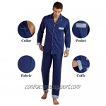 KKQ Mens Pajamas Lightweight Pj Pajama Set for Men 100% Cotton Loungewear Pajamas M L XL