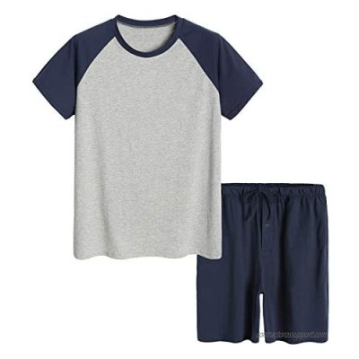 Latuza Men's Summer Raglan Shirt and Shorts Pajamas Set with pockets