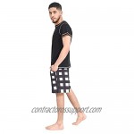 Mens Pajama Set Short Sleeve Summer Men's Pajamas Short Sets Mens Sleepwear Pjs Set Lightweight … Black and White