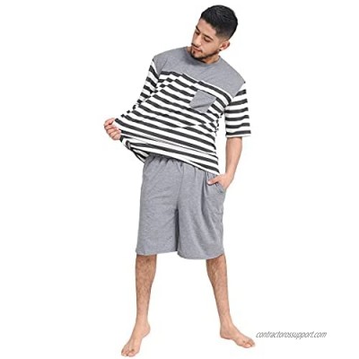 Mens Pajama Set Short Sleeve Summer Men's Pajamas Short Sets  Mens Sleepwear Pjs Set Lightweight …