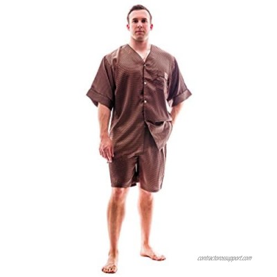 Men's Satin Tie Print S/S Shorts Pajama Set