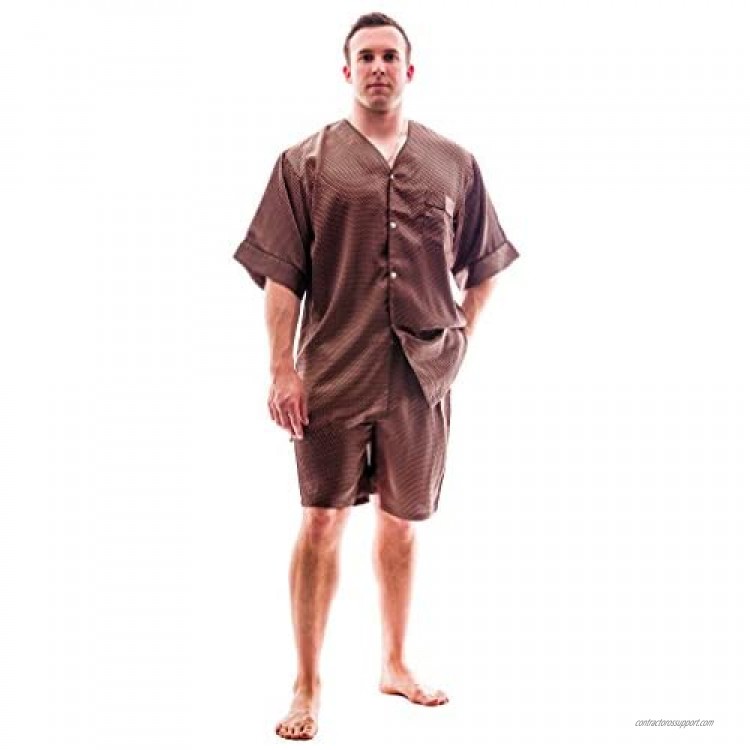 Men's Satin Tie Print S/S Shorts Pajama Set