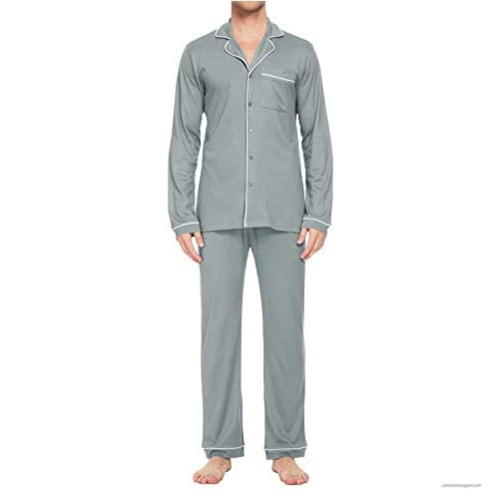 GYS Men's Long Sleeve T-Shirt Soft Bamboo Pajama Top Lounge Top