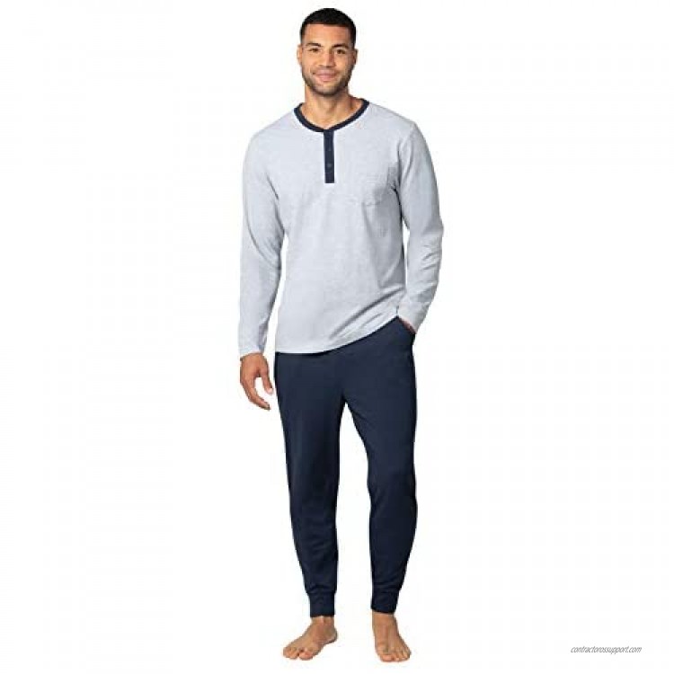 PajamaGram Mens Pajamas Soft Cotton - Ringer Tee Pajama Set for Men