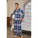Vulcanodon Mens Plaid Pajama Set Soft Print Pajamas for Men Lightweight Warm PJS with Pockets