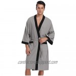 Aibrou Unisex Waffle Bathrobe Cotton Lightweight Nightgowns Sleepwear Spa Robe