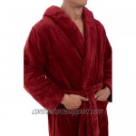 Alexander Del Rossa Men's Warm Flannel Fleece Robe with Hood Big and Tall Bathrobe