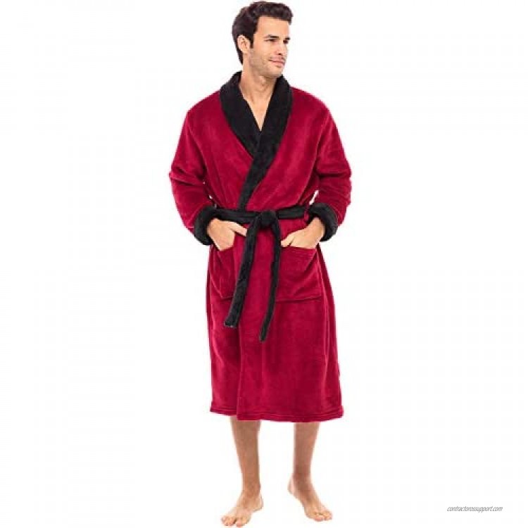 Alexander Del Rossa Men's Warm Fleece Robe Plush Bathrobe