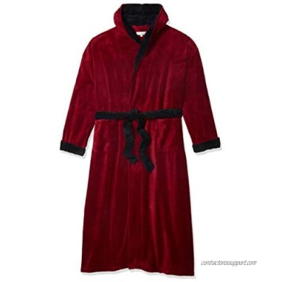 Alexander Del Rossa Men's Warm Fleece Robe with Hood  Big and Tall Contrast Bathrobe