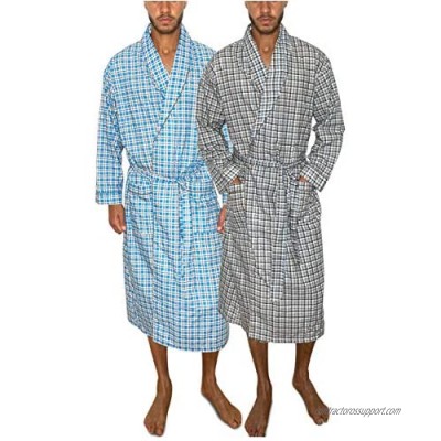 AMERICAN HEAVEN Mens 2-Pack Lightweight Sleep/Lounge Long Bath Robe -Premium Cotton Blend