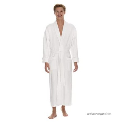 Boca Terry Mens Bath Robe - Soft Waffle Knit Robe for Men - Long White Hotel Spa Robes - M/L  2X  4X
