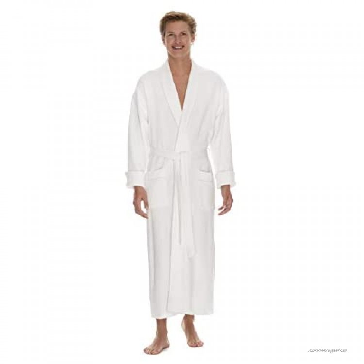 Boca Terry Mens Bath Robe - Soft Waffle Knit Robe for Men - Long White Hotel Spa Robes - M/L 2X 4X