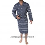 Cacala Hooded Bathrobe Pestemal Fabric 100% Turkish Cotton Kimono Unisex Black Large/X-Large (BOR-CEP-Black-L)