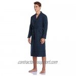 COLORFULLEAF Mens Cotton Robe Lightweight Kimono Robe Long Sleeve Bathrobe Shawl Collar Spa Robe