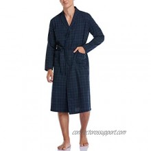 COLORFULLEAF Mens Cotton Robe Lightweight Kimono Robe Long Sleeve Bathrobe Shawl Collar Spa Robe