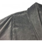Coosey Mens Fleece Robe Lightweight Soft Warm Plush Collar Shawl Solid Bathrobe Spa Bath Robe