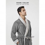 DAVID ARCHY Men's Hooded Robe Ultra Soft Plush Coral Fleece Warm Cozy Shawl Collar Long Bathrobe
