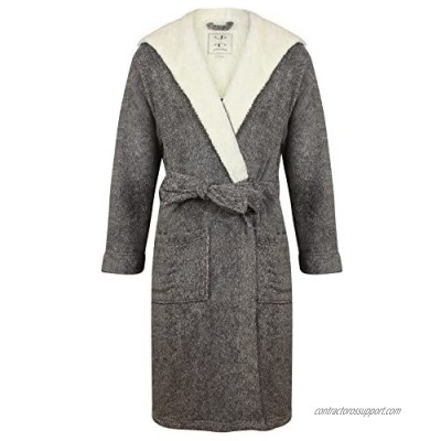 John Christian Men's Hooded Fleece Robe  Dark Gray Marl