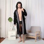 KEMUSI Hooded Herringbone Men's Soft Spa Full Lenght Bathrobe Comfy Full Length Warm Nightdress