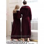 Men Robe with Hood Warm Long Full Length Plush Soft Nightgown Bathrobe