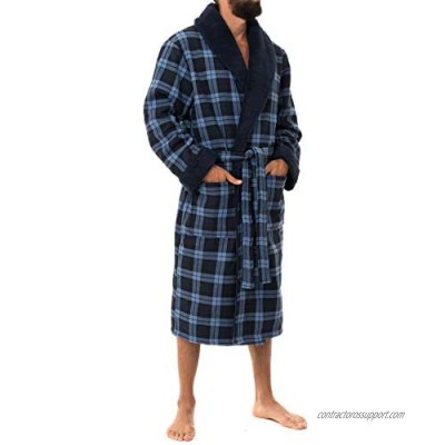 Men's Bonded Fleece Robe  Blue Check