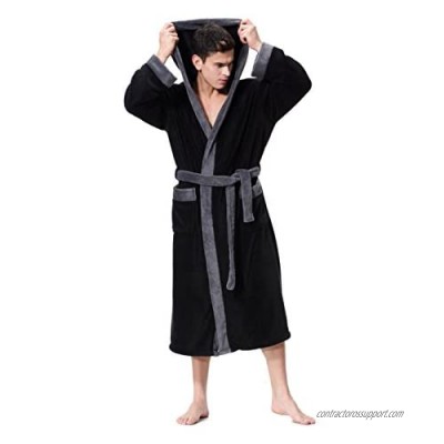 Men's Hooded Bathrobe in 2 Colored Soft Spa Kimono Shawl Collar Hooded Long Robe Unisex