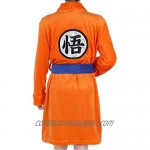 Mens Kimono Bathrobe Sleepwear Casual Knee Length Orange Robe Pajamas Cloak