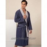 Men's Plush Lined Microfiber Robe - Luxury Hotel Robe Knee Length Warm Bathrobe - Quality Spa Robes for Men