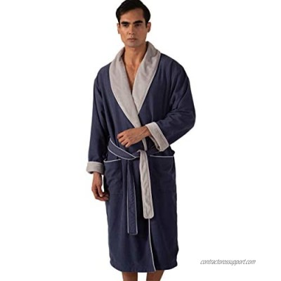 Men's Plush Lined Microfiber Robe - Luxury Hotel Robe  Knee Length  Warm Bathrobe - Quality Spa Robes for Men