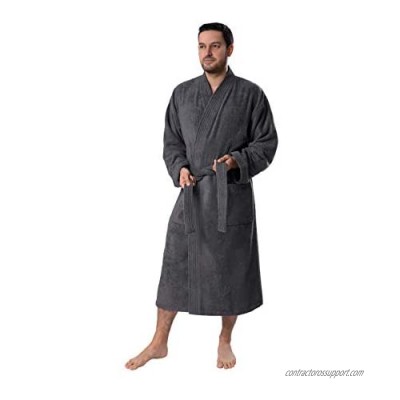 Mens Robe  Certified Organic Bathrobe – 100% Organic Turkish Cotton Kimono Style Terry Cloth Bathrobe