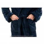 Men's Soft Warm Fleece Plush Robe with Shawl Collar Full and Knee Length Bathrobe