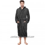 NY Threads Mens Hooded Robe - Plush Long Bathrobes for Men