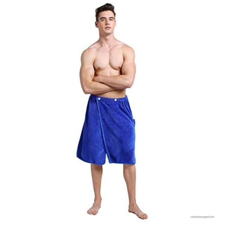 SINLAND Microfiber Men's Spa Wrap Towel Bath Towel with Snap Closure 24inch x 63inch