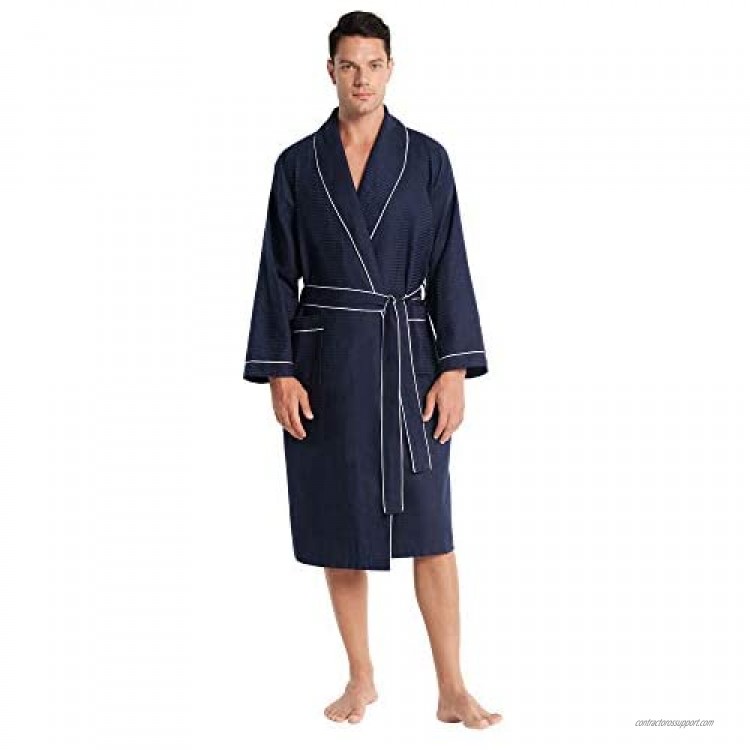 SIORO Kimono Waffle Robe for Men Lightweight cotton robe Spa cozy Soft Housecoat M-XXL