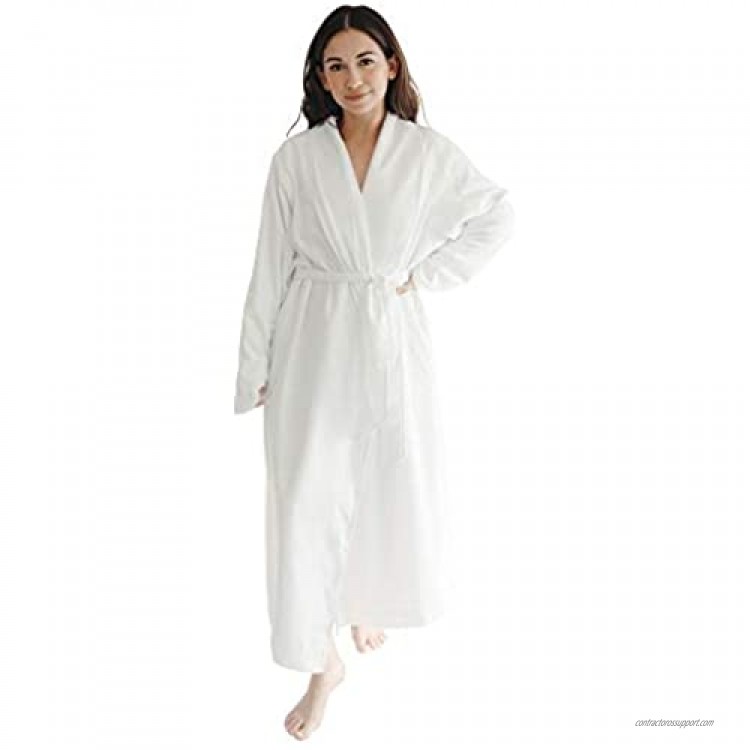 Telegraph Hill - Double Layer Twill Robe | Soft Microfiber Spa Bathrobe (Medium White)