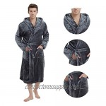 U2SKIIN Mens Hooded Robe Plush Robes for Men Long Fleece Bathrobe