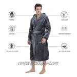 U2SKIIN Mens Hooded Robe Plush Robes for Men Long Fleece Bathrobe