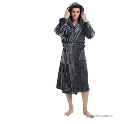 U2SKIIN Mens Hooded Robe  Plush Robes for Men Long Fleece Bathrobe