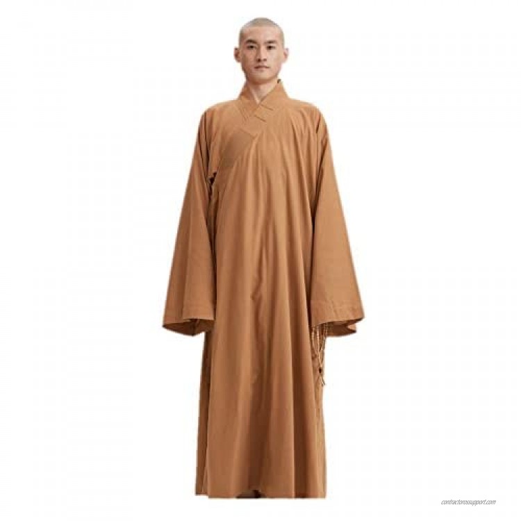 ZanYing Men's Long Gown Traditional Buddhist Meditation Monk Robe
