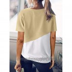 Bdcoco Women's Short Sleeve Crewneck Color Block Shirt Tops Loose Casual Tee T-Shirt