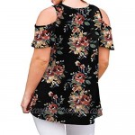 DOLNINE Plus Size Tops for Women Summer Shirts Cold Shoulder Floral Print Tunics