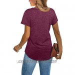 Jescakoo Womens T Shirts Deep V Neck Short Sleeve Pocket Tops Side Split