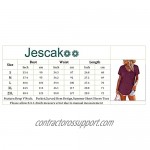 Jescakoo Womens T Shirts Deep V Neck Short Sleeve Pocket Tops Side Split