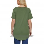 JIOTANG L-4XL Plus Size Tops for Women Casual Scoop Collar Short Sleeves T Shirts with Pocket